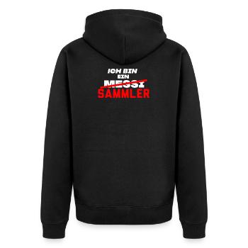 Sammler Sprüche - Unisex Premium Bio Zip Hoodie - Schwarz - Hinten - Nico (187cm)