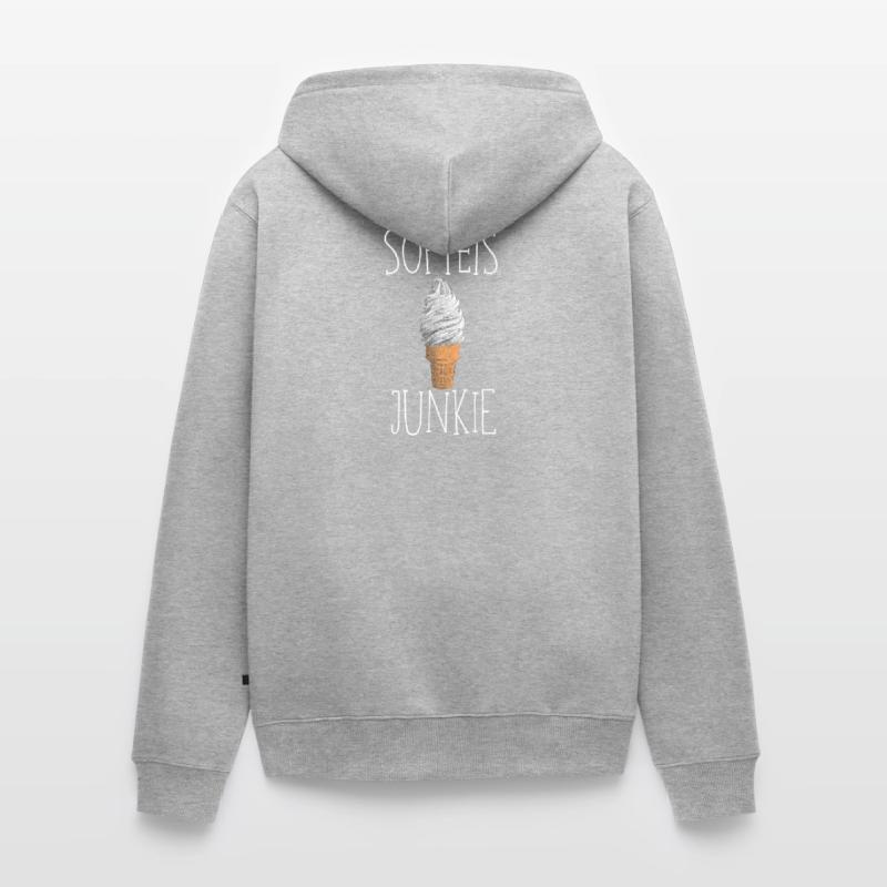 Softeis Junkie Eis Eiscreme Sommer Sonne Waffeleis Unisex Premium Bio Zip Hoodie