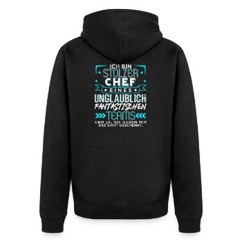 Team Chef Abschied Rente Stolz - Unisex Premium Bio Zip Hoodie - Schwarz - Hinten - Nico (187cm)