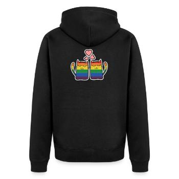 Cat Gay Pride Merch - Unisex Premium Bio Zip Hoodie - Schwarz - Hinten - Nico (187cm)