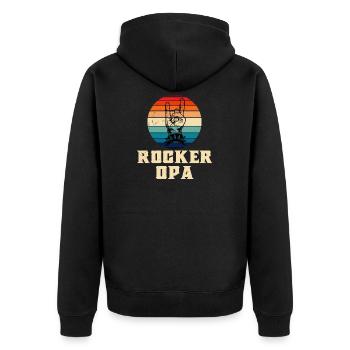 Rocker Opa Großvater Geschenk Von Enkel Musik - Unisex Premium Bio Zip Hoodie - Schwarz - Hinten - Nico (187cm)