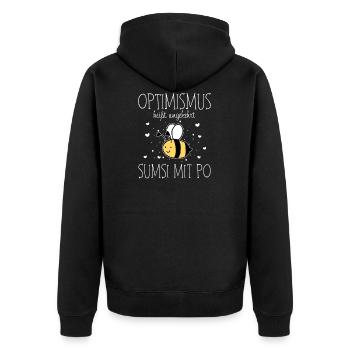 Optimismus Sumsi mit Po Imker Bienen Honig - Unisex Premium Bio Zip Hoodie - Schwarz - Hinten - Nico (187cm)