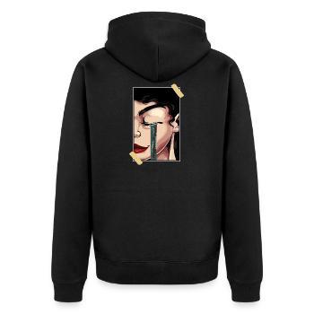 Aesthetic Girl Soft Girl Synthwave Vaporwave Egirl - Unisex Premium Organic Zip Hoodie - black - Back - Nico (187cm)
