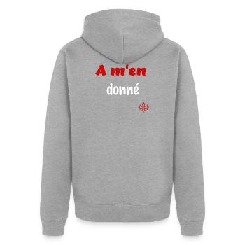 A m'en donné - Veste à capuche bio Premium Unisexe - gris chiné - Dos - Nico (187cm)