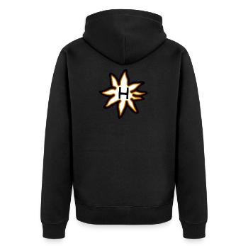 Haflinger Edelweiss Brandzeichen - Unisex Premium Bio Zip Hoodie - Schwarz - Hinten - Nico (187cm)