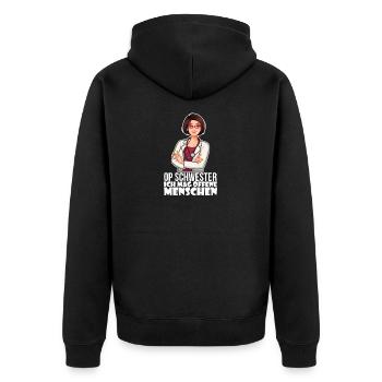 OP Schwester - Krankenschwester - Unisex Premium Bio Zip Hoodie - Schwarz - Hinten - Nico (187cm)