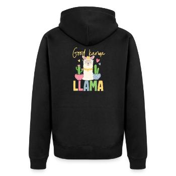 Karma Lama - Unisex Premium Bio Zip Hoodie - Schwarz - Hinten - Nico (187cm)