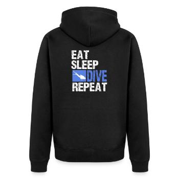 EAT SLEEP DIVE REPEAT Gerätetauchen Apnoe Taucher - Unisex Premium Bio Zip Hoodie - Schwarz - Hinten - Nico (187cm)