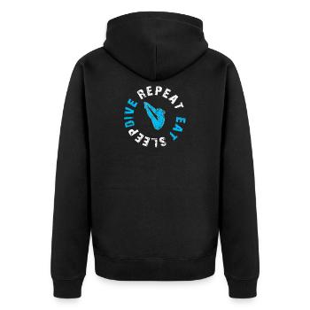 Top Fun Eat Schlaftauchgang. Mädchengeschenk wiederholen - Unisex Premium Bio Zip Hoodie - Schwarz - Hinten - Nico (187cm)