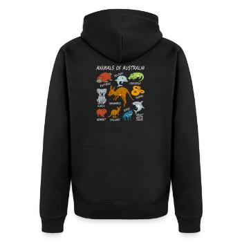 Animals Of Australia - Unisex Premium Bio Zip Hoodie - Schwarz - Hinten - Nico (187cm)