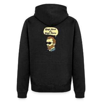 Gogh Hard Or Gogh Home - Unisex Premium Bio Zip Hoodie - Schwarz - Hinten - Nico (187cm)