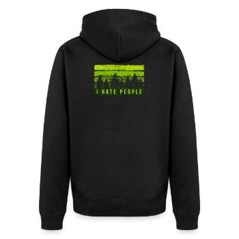 Je déteste les gens forêt bois randonnée en plein air nature - Veste à capuche bio Premium Unisexe - noir - Dos - Nico (187cm)