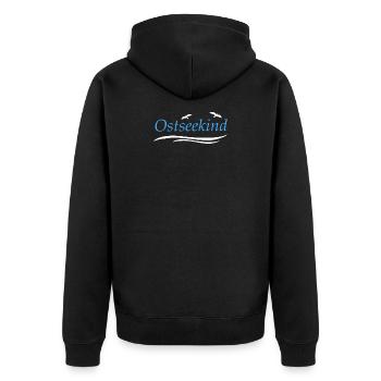 Ostsee Kind Küste Urlaub Strand Möwen Motiv - Unisex Premium Bio Zip Hoodie - Schwarz - Hinten - Nico (187cm)