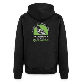Rasenflüsterer Hobbygärtner Platzwart Greenkeeper - Unisex Premium Bio Zip Hoodie - Schwarz - Hinten - Nico (187cm)