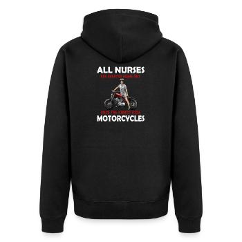 Krankenschwester Motorradfahrerin Bikerin Geschenk - Unisex Premium Bio Zip Hoodie - Schwarz - Hinten - Nico (187cm)