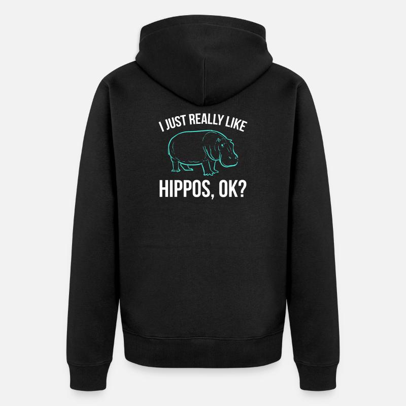 Hippopotames Hippopotame Hippopotame - Veste à capuche bio Premium Unisexe - noir