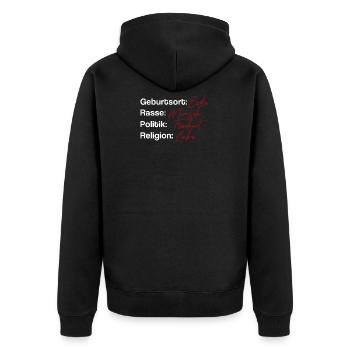 Lieu de naissance terre race humaine - Veste à capuche bio Premium Unisexe - noir - Dos - Nico (187cm)