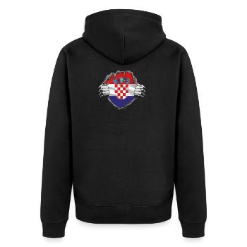 Croatia Croatia Flag Flag Croatian Gift - Unisex Premium Organic Zip Hoodie - black - Back - Nico (187cm)