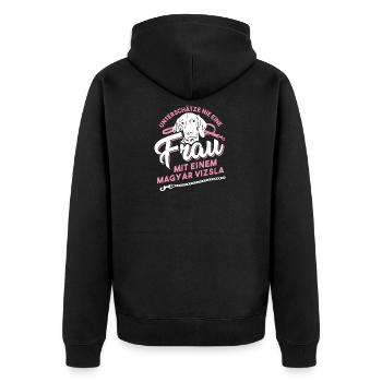 Magyar Vizsla - Unisex Premium Bio Zip Hoodie - Schwarz - Hinten - Nico (187cm)