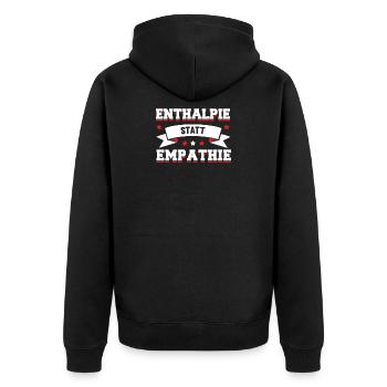 Thermodynamik - Unisex Premium Bio Zip Hoodie - Schwarz - Hinten - Nico (187cm)