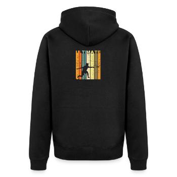 Retro Ultimate Frisbee Vintage Disc Golf Gift - Unisex Premium Organic Zip Hoodie - black - Back - Nico (187cm)