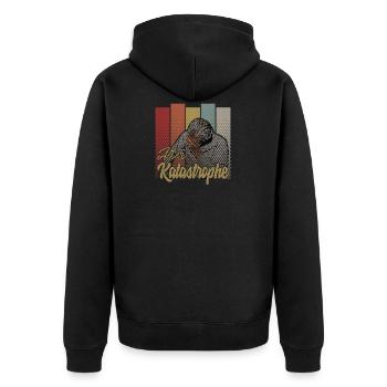 Alter Katastrophe - lustiger Spruch vintage retro - Unisex Premium Bio Zip Hoodie - Schwarz - Hinten - Nico (187cm)