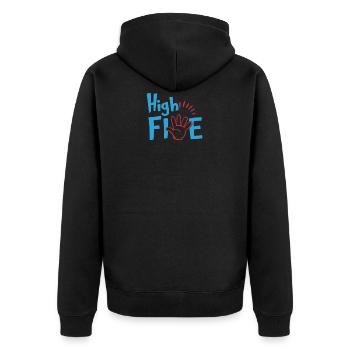 High Five High 5 - Unisex Premium Bio Zip Hoodie - Schwarz - Hinten - Nico (187cm)
