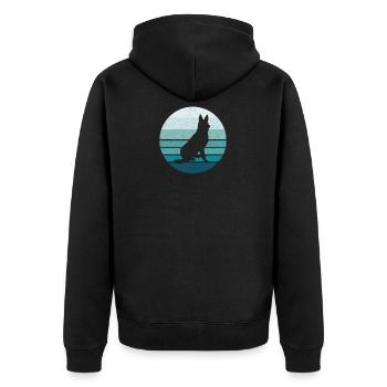 German Shepherd - Retro, Vintage Style - Unisex Premium Organic Zip Hoodie - black - Back - Nico (187cm)