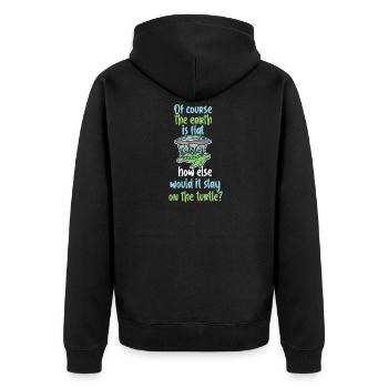 Flache Erde Schildkröte - Unisex Premium Bio Zip Hoodie - Schwarz - Hinten - Nico (187cm)