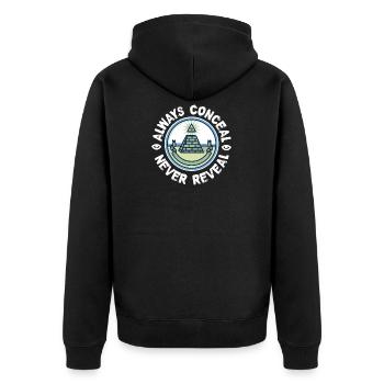 Masonic concealment - Unisex Premium Organic Zip Hoodie - black - Back - Nico (187cm)