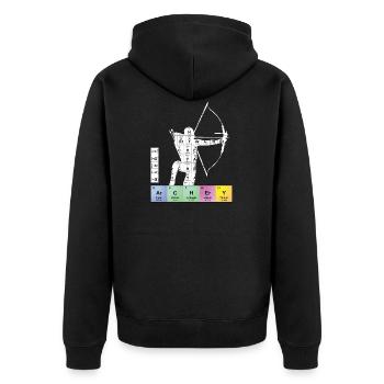 Perioden Archery Bogenschießen - Unisex Premium Bio Zip Hoodie - Schwarz - Hinten - Nico (187cm)