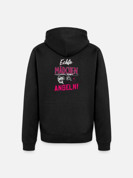 Echte Mädchen Angeln - Unisex Premium Bio Zip Hoodie - Schwarz