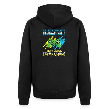 Gymnasium - Unisex Premium Bio Zip Hoodie - Schwarz - Hinten - Nico (187cm)