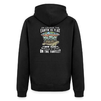 Flache Erde Schildkröte Elefanten - Unisex Premium Bio Zip Hoodie - Schwarz - Hinten - Nico (187cm)