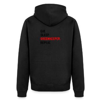 Greenkeeper Platzwart Fußball Gärtner Geschenkidee - Unisex Premium Bio Zip Hoodie - Schwarz - Hinten - Nico (187cm)