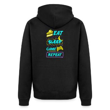 Gamer Eat Sleep Game Repeat Anime Kawaii Gaming - Unisex Premium Organic Zip Hoodie - black - Back - Nico (187cm)