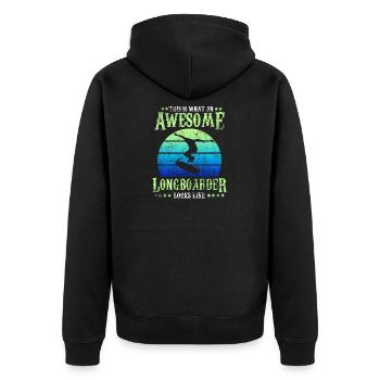 Longboard skateboard - Unisex Premium Organic Zip Hoodie - black - Back - Nico (187cm)