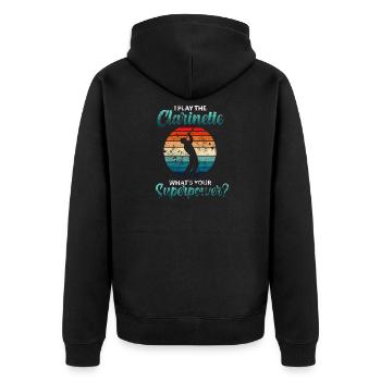 Retro clarinet - Unisex Premium Organic Zip Hoodie - black - Back - Nico (187cm)