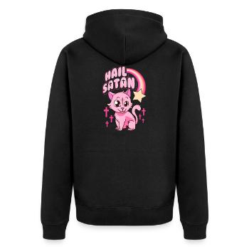Salut Satan Cat Cute Rainbow Kitty Heavy Metal Pun - Veste à capuche bio Premium Unisexe - noir - Dos - Nico (187cm)