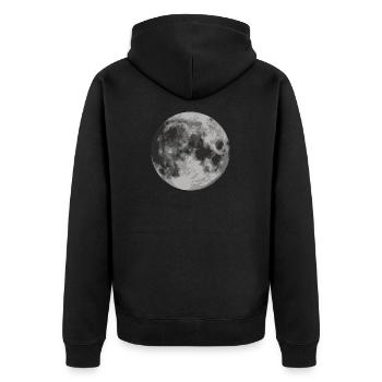 Nur der Mond - Unisex Premium Bio Zip Hoodie - Schwarz - Hinten - Nico (187cm)