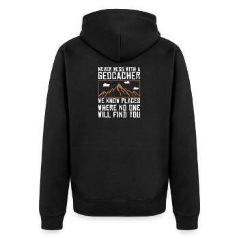 Geocaching Gps Cache Geocacher Geocache Geschenkid - Unisex Premium Bio Zip Hoodie - Schwarz - Hinten - Nico (187cm)