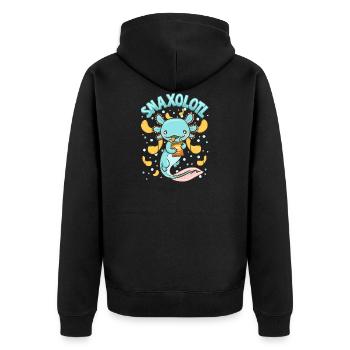 Süßes & lustiges Snaxolotl Entzückendes Naschen Axolotl - Unisex Premium Bio Zip Hoodie - Schwarz - Hinten - Nico (187cm)