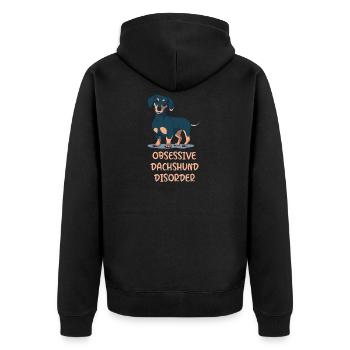Obsessive Dachshund Disorder Dackel Hund - Unisex Premium Bio Zip Hoodie - Schwarz - Hinten - Nico (187cm)
