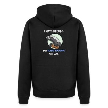 I Hate People Honey Badger honey badger - Unisex Premium Organic Zip Hoodie - black - Back - Nico (187cm)