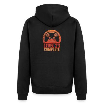 Level 23 Komplette Vintage Shirt 23. Hochzeit - Unisex Premium Bio Zip Hoodie - Schwarz - Hinten - Nico (187cm)