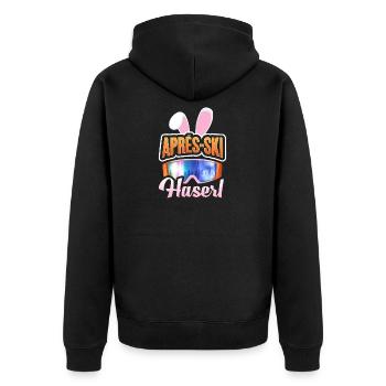 Apres Ski Aprés Ski Skihütte Piste - Unisex Premium Bio Zip Hoodie - Schwarz - Hinten - Nico (187cm)