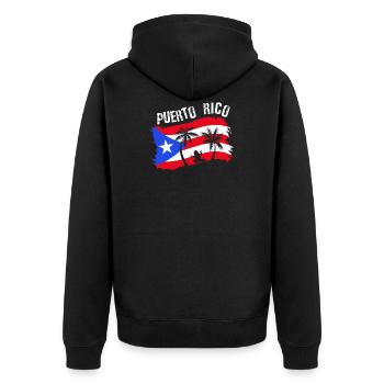 Distressed Style Puerto Rico Frosch Geschenk Design - Unisex Premium Bio Zip Hoodie - Schwarz - Hinten - Nico (187cm)