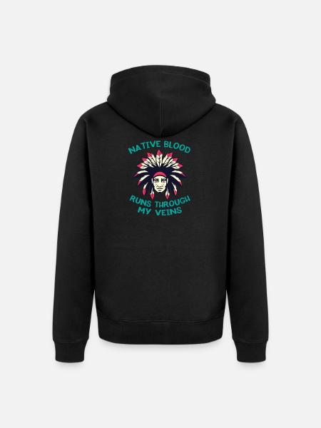 Native Blood Through Veins Indiana Indians - Unisex Premium Organic Zip Hoodie - black