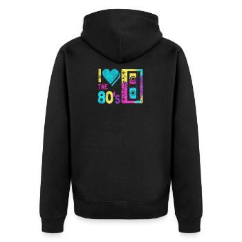 I Love the 80s T-Shirt Retro Eighties 1980s Casset - Unisex Premium Organic Zip Hoodie - black - Back - Nico (187cm)