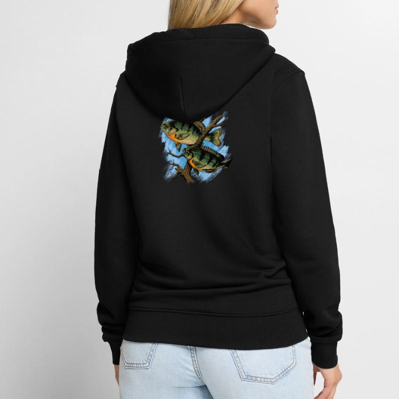 Crapet Arlequin Illustration Pêche Pullover conception Veste à capuche bio Premium Unisexe